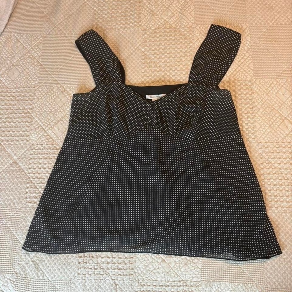 Y2K Nine West Coquette black polka dot blouse
